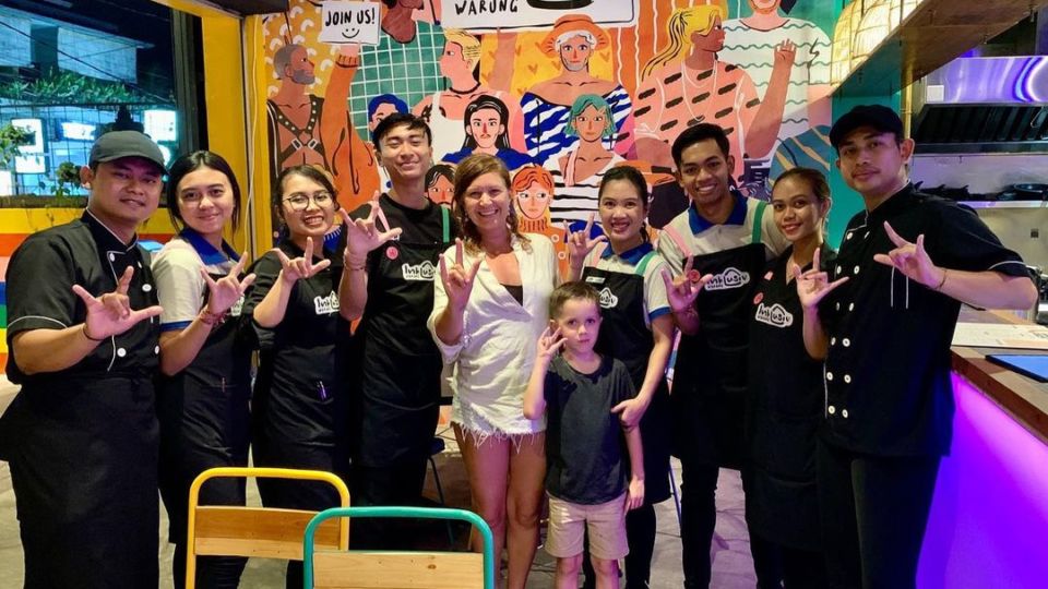 A cute eatery in the heart of the ever-growing Canggu unapologetically caters to minorities by employing Deaf waiters and waitresses. It certainly lives up to its name. Photo: Inklusiv Warung.    


P.S.: They’re all signing ‘I LOVE YOU’ in this picture.