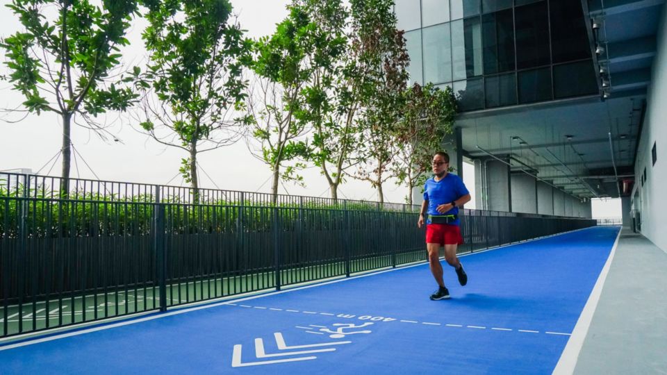 A man jogs Monday afternoon at the 101 Track at 101 True Digital Park. Photo: Coconuts Bangkok
