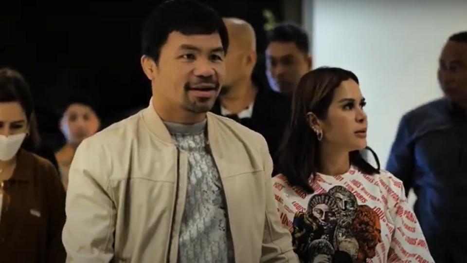 Manny Pacquiao and his wife, Jinkee, arrived in Bali on Sept. 13 to sign an agreement with Dynasty Group to open his sports bar, Pacman, as part of the group’s Era VIP Bali, set to open in Batubelig this year. Photo: Era VIP Bali’s Youtube/Screengrab.