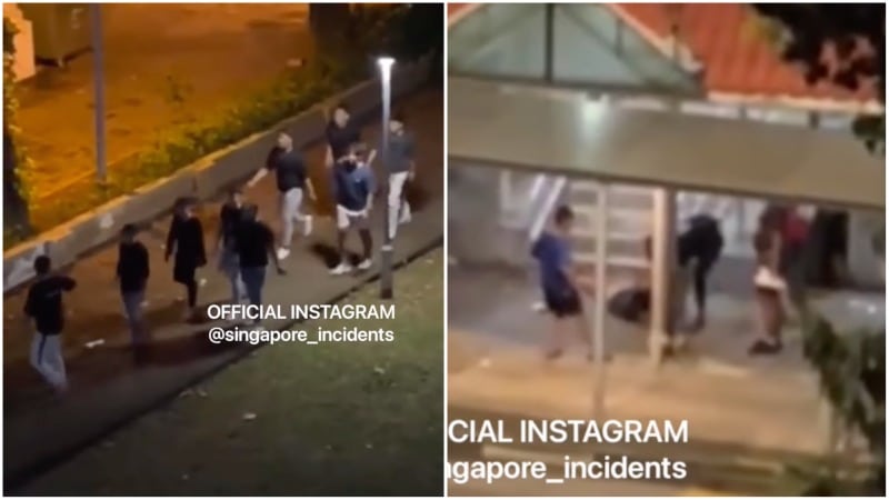 The nine male suspects allegedly assaulted a 15-year-old teenager at Lengkok Bahru. Photos: Singapore Incidents/Instagram
