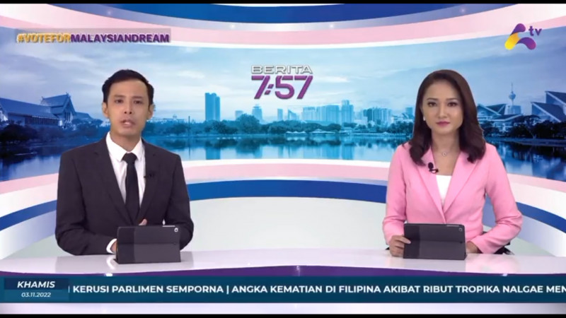A screengrab of a news bulletin on Awesome TV’s Berita 7:57/Twitter
