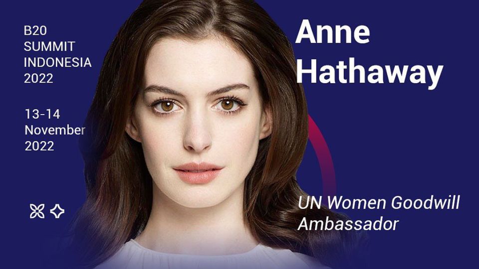 American actress Anne Hathaway is scheduled to make a virtual appearance at the B20 Summit in Nusa Dua on Nov. 13 and 14, 2022. (Photo: The B20 Summit’s Instagram).