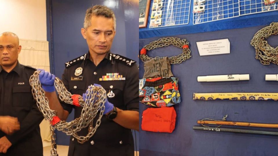 Photo: Some of the items seized by police during the raid/Royal Malaysia Police Penang Facebook
