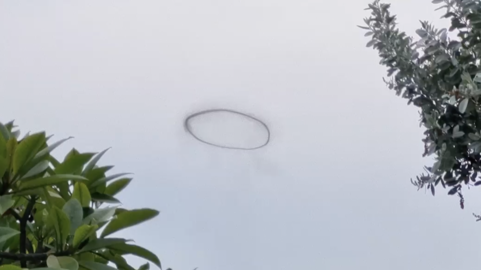 A sighting of a black ring floating above Sentosa skies recently. Photo: Agnes Seah/Facebook
