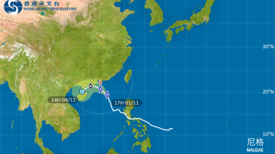 Tropical cyclone track of Nalgae. Photo: Hong Kong Observatory