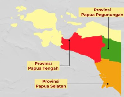 A map showing the three new provinces in Papua. Photo: Cabinet Secretariat