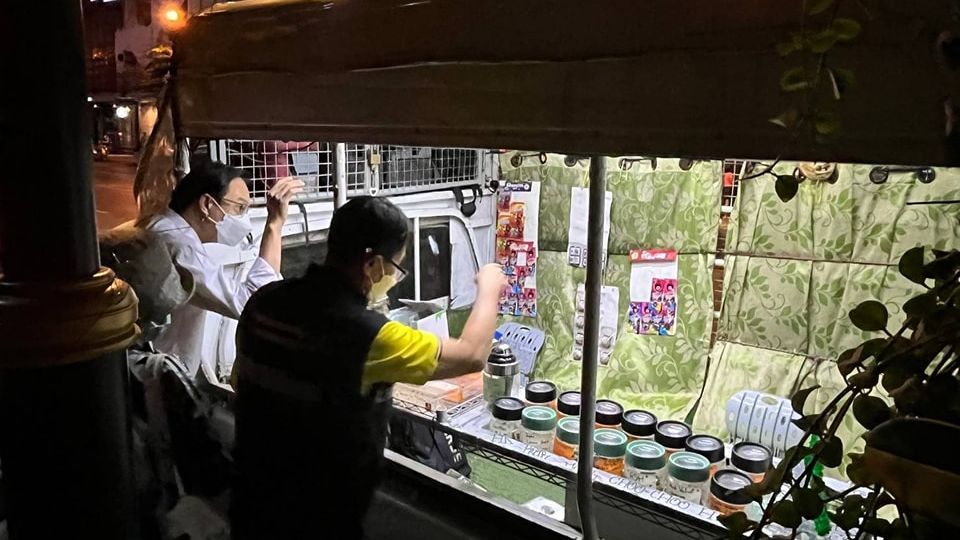 A file photo of authorities on Dec. 13 inspecting weed trucks in Bangkok’s Thonglor area. Photo: Thai Traditional and Alternative Medicine Department
