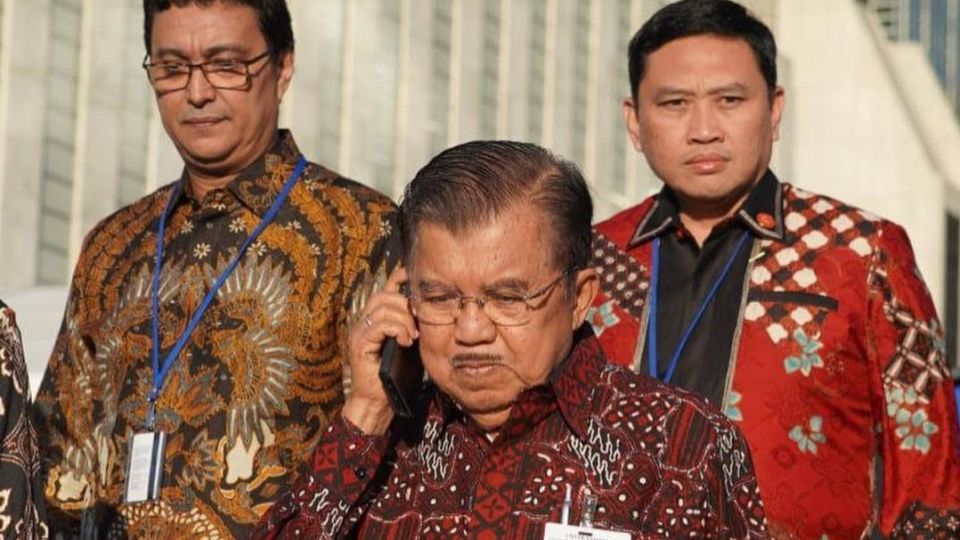 Former VP Jusuf Kalla pictured with his team while attending the UN’s General Assembly in New York in 2019. Photo: IG @jusufkalla.