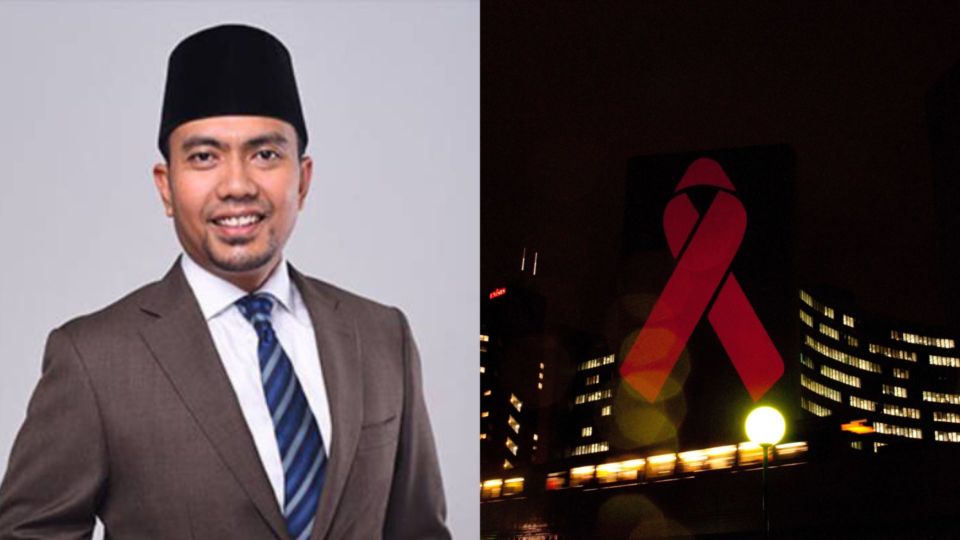 Photo: Dr Izhar Ariff Mohd Kashim (right)/UKM website. United Nations Office on Drugs and Crime marked World Aids Day by projecting giant AIDS Ribbon on UN building (left)/Unis Vienna Flickr 
