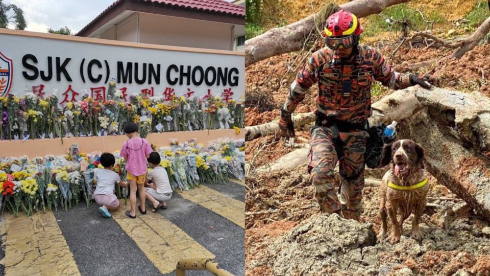 Left picture from Akat Suki on Facebook. Right picture courtesy of the Selangor fire and rescue department. 
