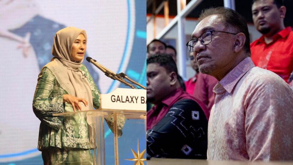 Nurul Izzah Anwar (left). PM Anwar Ibrahim (right). 