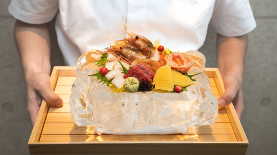 The restaurant’s Hand-carved Ice Plate Sashimi. Photo: Nagai Hokkaido Cuisine
