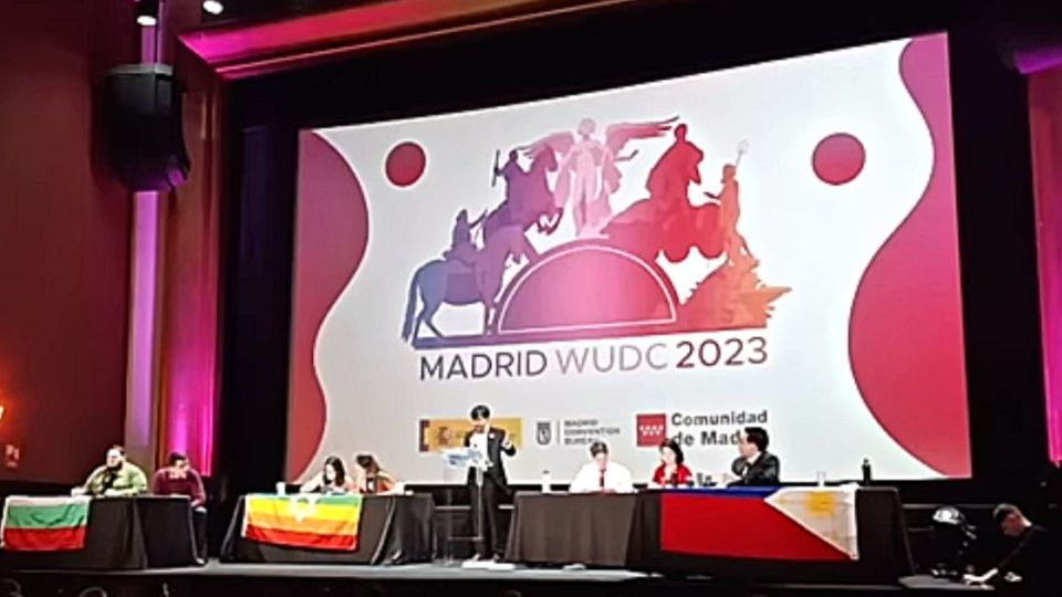 Madrid WUDC 2023 Open Final. Screenshot: Debate recordings / Youtube