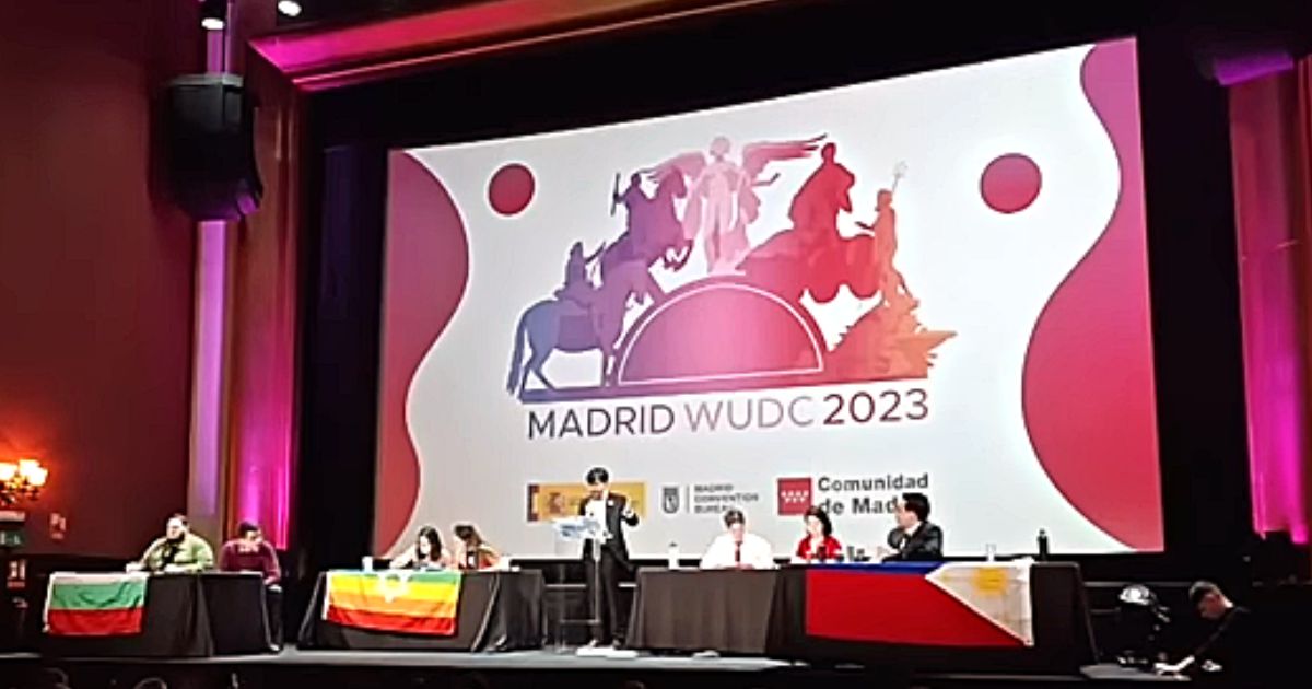 Madrid WUDC 2023 Open Final. Screenshot: Debate recordings / Youtube