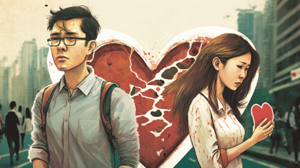 A couple in despair. Artwork by Midjourney