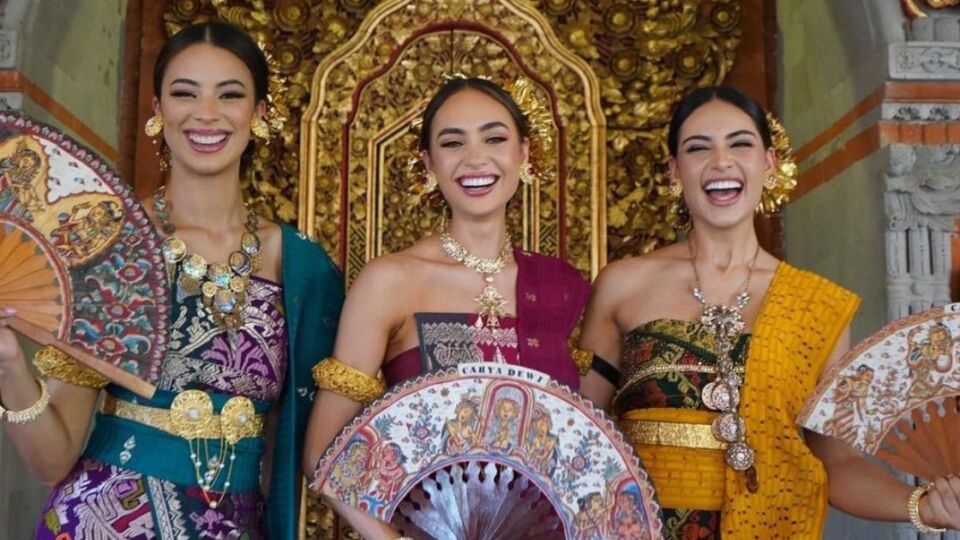 Miss Universe 2022 contestants visiting Bali to launch Miss Universe Indonesia 2023. From Left: 2nd runner up Andreína Martínez Founier, winner R’Bonney Nola Gabriel, and top 5 contestant Gabriëla Dos Santos