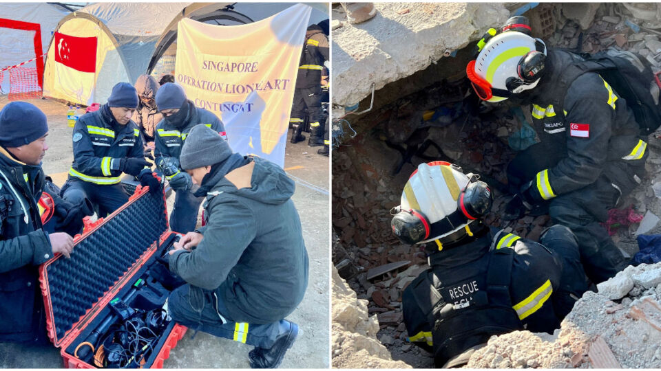 SCDF’s rescue team in Turkey. Photos: SCDF/Facebook
