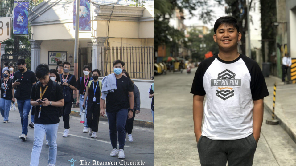 Students of Adamson University wear black in mourning of John Matthew Salilig, who was found dead from alleged hazing. Images: Adamson Chronicle