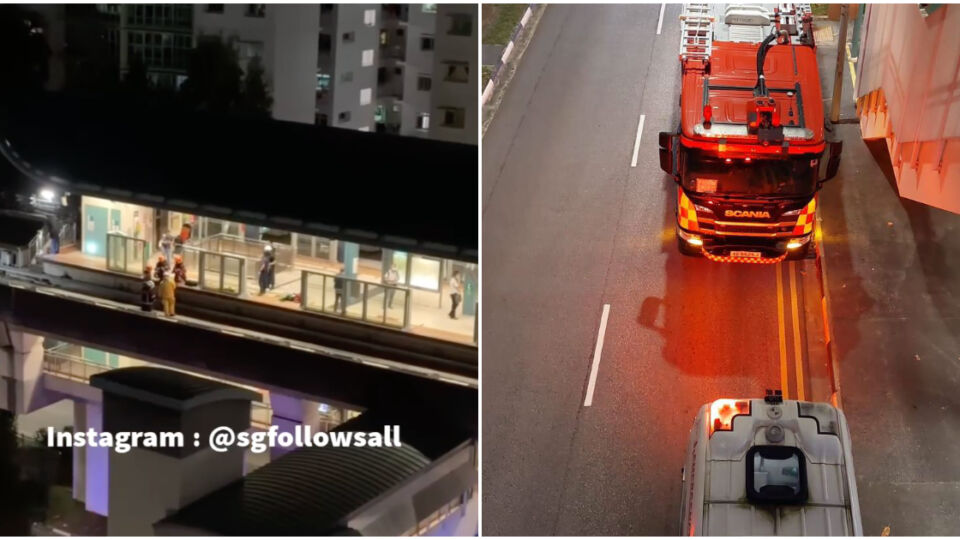 Emergency responders at the incident at Cove station last night. Photos: Sgfollowsall/Instagram, Yeo Wan Ling/Facebook
