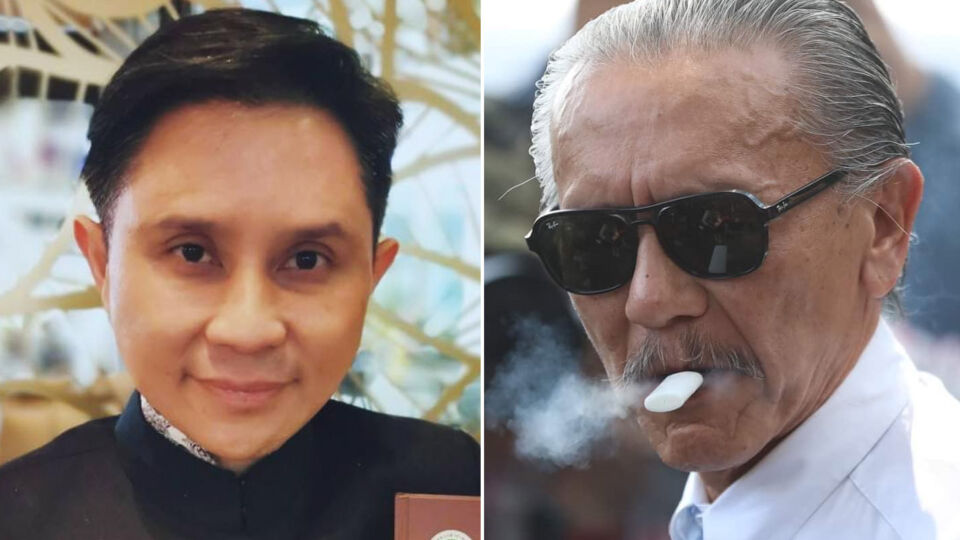 Rangsit University’s eternally smirking Panthep Puapongpan, at left, vs. the perpetually scowling Chuwit Kamolvisit, at right, in photos from their Facebook pages.