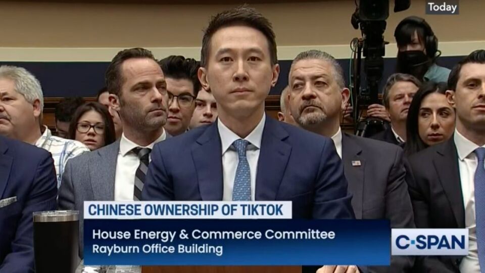 Screenshot of TikTok CEO Chew Shou Zi during the five-hour hearing on Thursday. Photo: C-span.org
