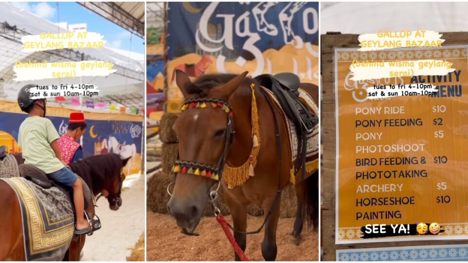 Pony rides for children and more at Geylang Serai Ramadan bazaar. Photo: Instagram/Gallop Stable