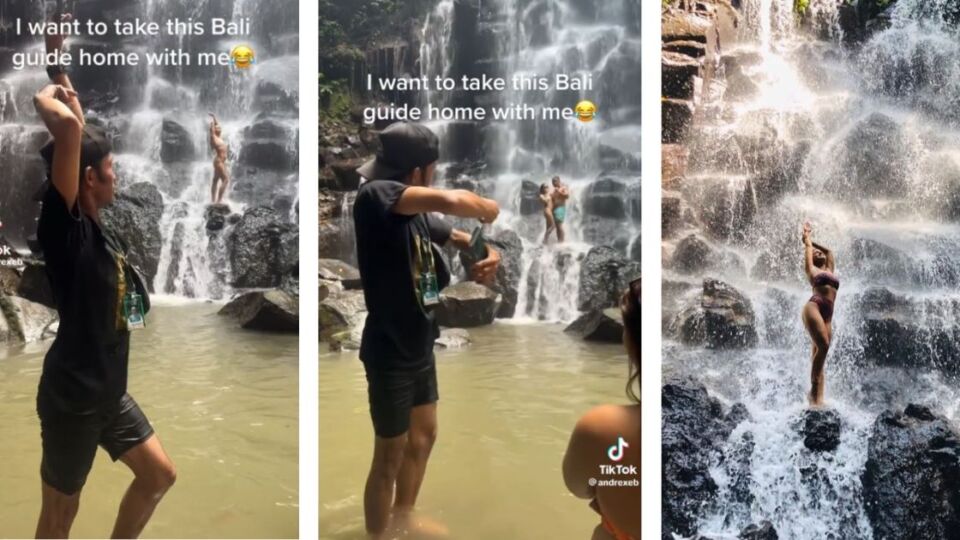 You are guaranteed to get to a good Instagram shot while visiting Kanto Lampo Waterfall in Gianyar, Bali while this fabulous tour guide is around. Photos: TikTok’s @andrexeb and Wayan Denis’ personal collection.