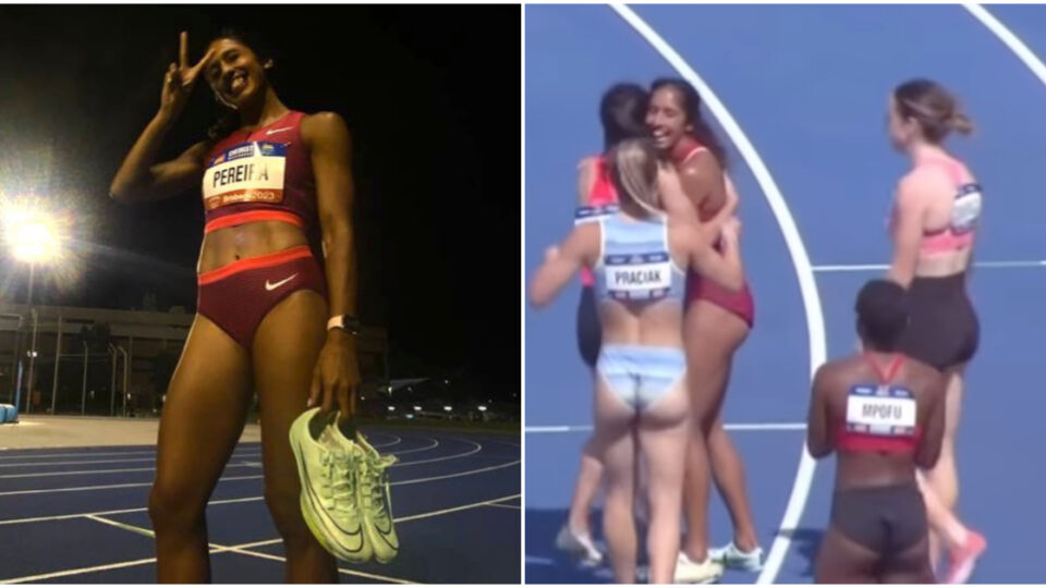 Singapore’s national sprinter Shanti Pereira at the Australian Open Track and Field Championships yesterday. Photos: Shanti Pereira/Instagram
