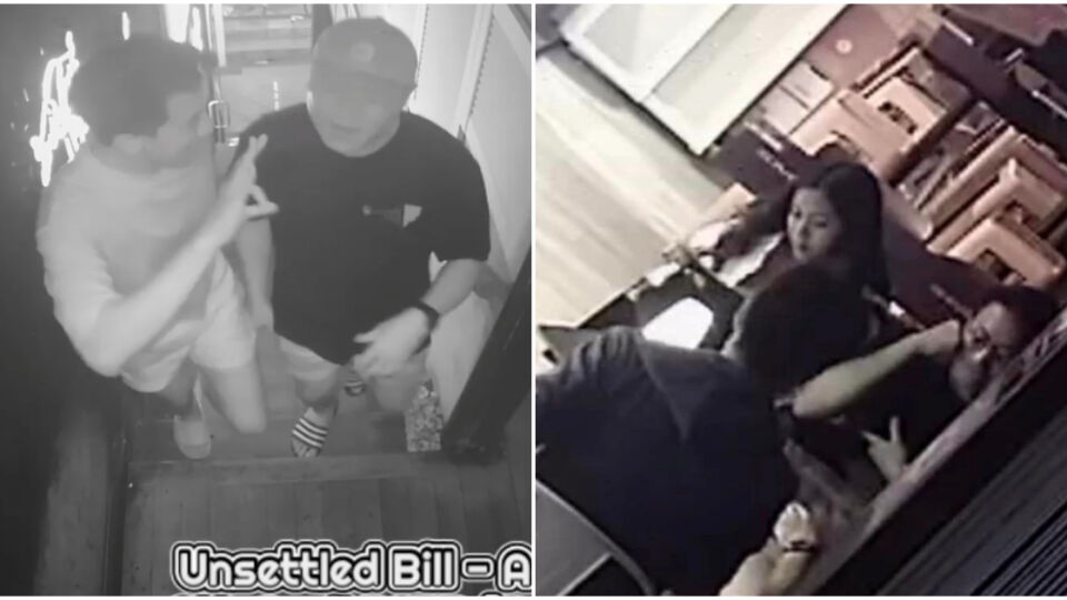 Screenshots from the surveillance footage showing the group of four who left without paying. Photos: SMOObar/Facebook
