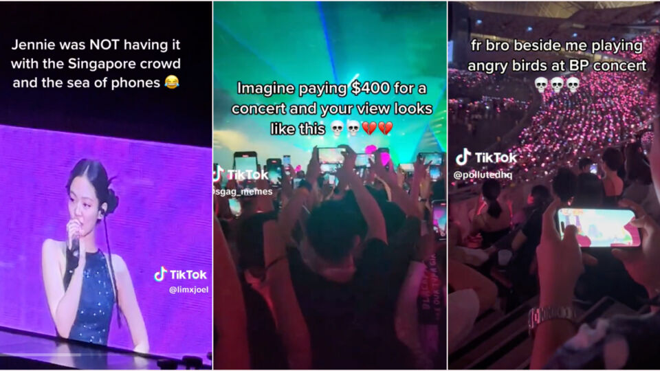 Screenshots of TikToks covering the Blackpink concert over the weekend. Photos: Limxjoel/TikTok, Sgag_memes/TikTok, Pollutedhq/TikTok
