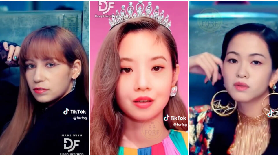 Singapore’s politicians deepfaked onto members of K-pop group Blackpink. Photos: Forfsg/TikTok
