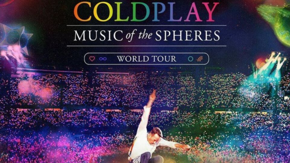 A poster for Coldplay’s Music of the Spheres World Tour. Photo: Instagram/@pkentertainment.id