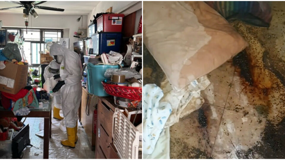 At left, the DDQ Services team cleaning out a home, and the aftermath of a death in another home, at right. Photos: DDQ Services
