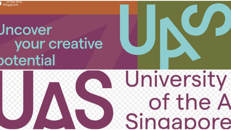 The logo and website banner of the University of the Arts Singapore (UAS). Photos: University of the Arts Singapore
