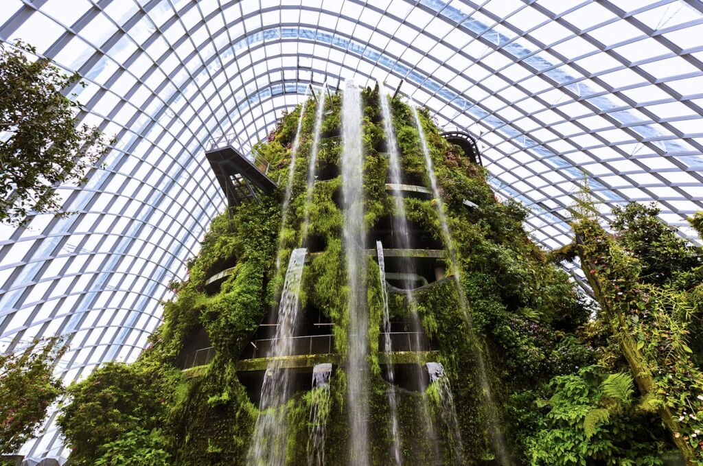 The waterfall in Gardens by the Bay's Cloud Forest. Photo: Gardens by the Bay