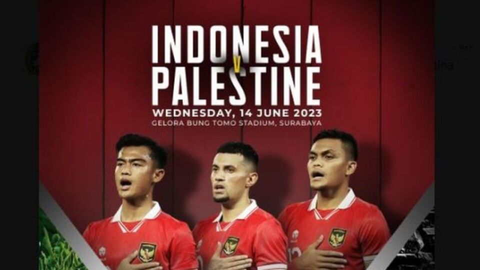 A promotional poster for Indonesia vs Palestine on June 14, 2023. Photo: PSSI