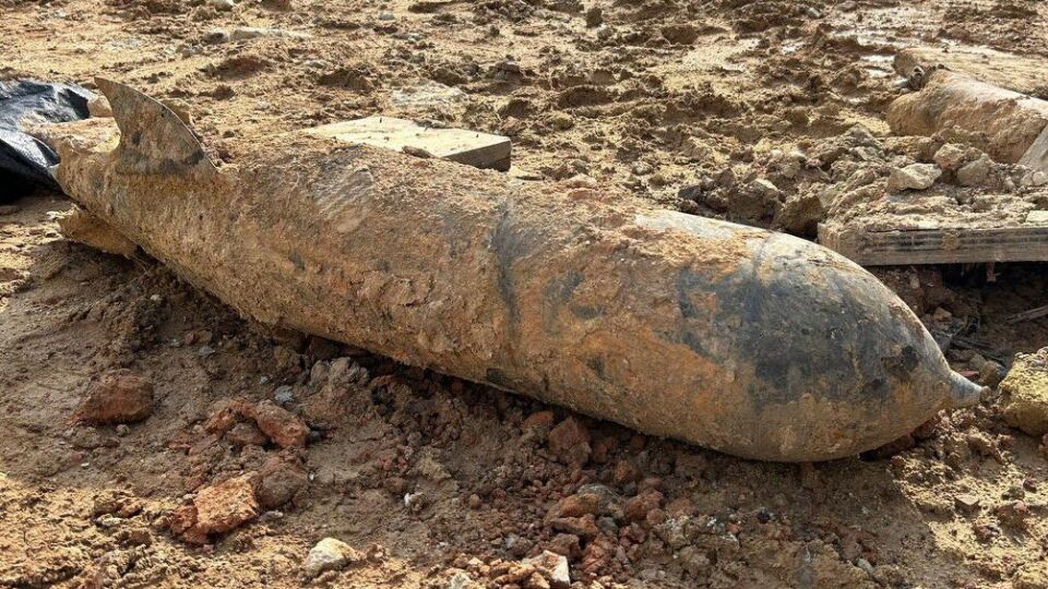 World War II aerial bomb found at a construction site at Bukit Timah. (Photo: SPF)