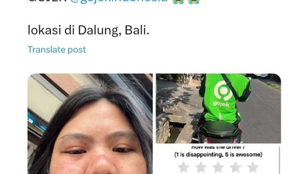 A Twitter screengrab of NF, 31, a tourist who was assaulted by a motorcycle taxi driver reportedly because the latter felt insulted when she did not respond to him when he tried to chat with her during the ride. Photo: Screengrab. 