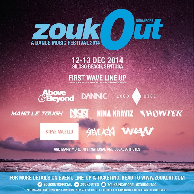 First wave of ZoukOut 2014 lineup announced featuring Steve Aoki, Nina Kraviz and more