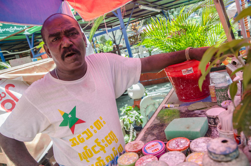 Betel nut seller in Yangon