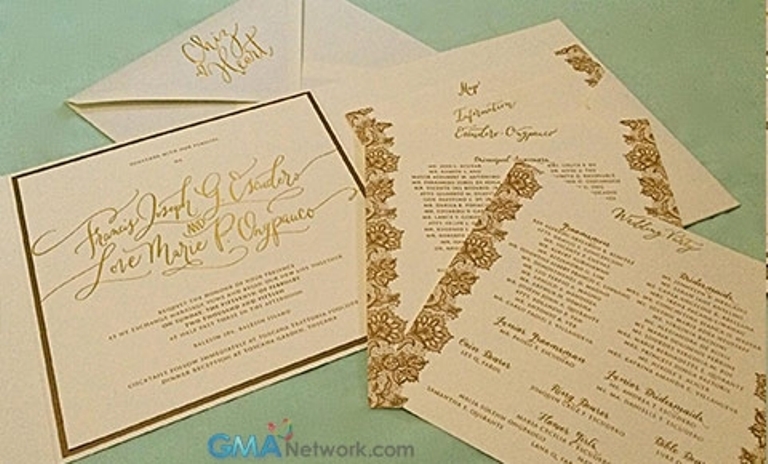 Wedding invitation of Heart Evangelista and Chiz Escudero