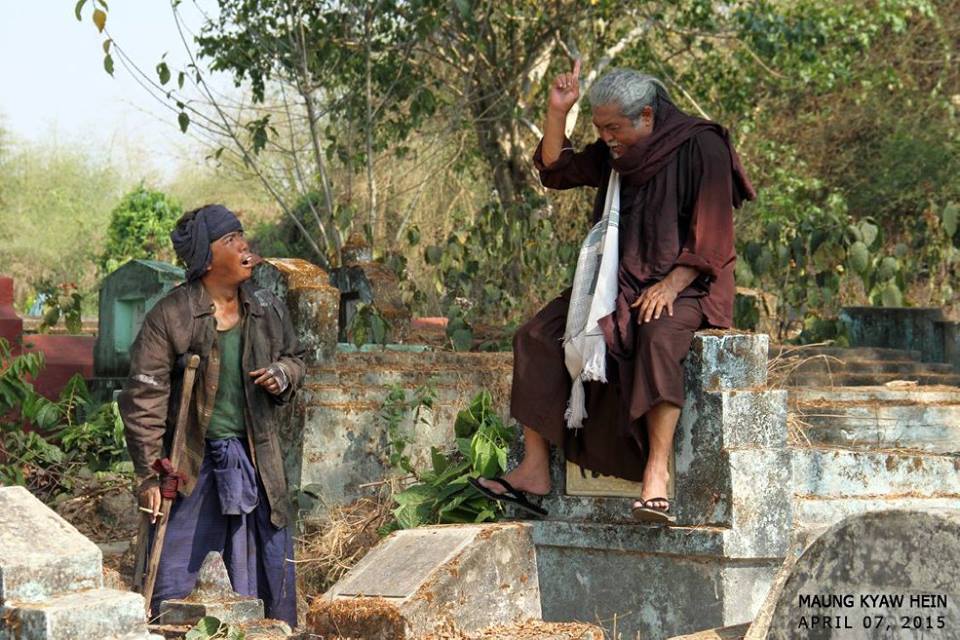 Several shots feature Kyaw Thu sitting on top of tombstones. PHOTO/MAUNG KYAW HEIN/ FACEBOOK