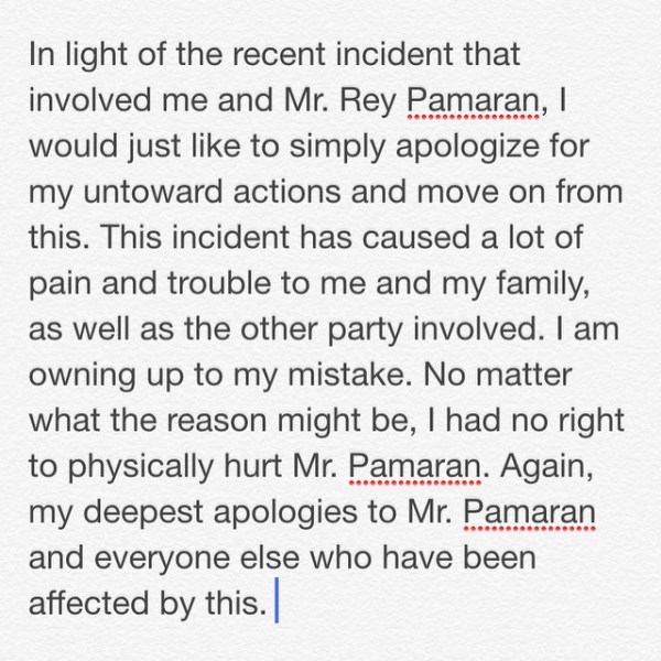 Melissa Mendez apology