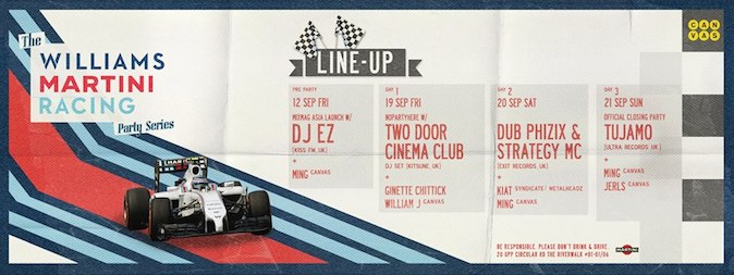 Star-studded music lineup in Williams Martini Racing Party series at Canvas 