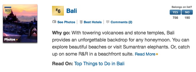 US News & World Report Bali ranking