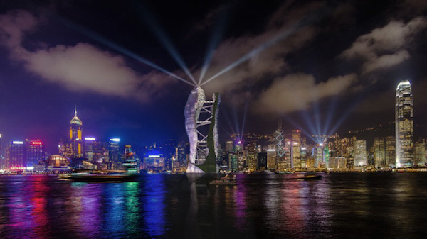 Rice paddy skyscraper in Hong Kong skyline