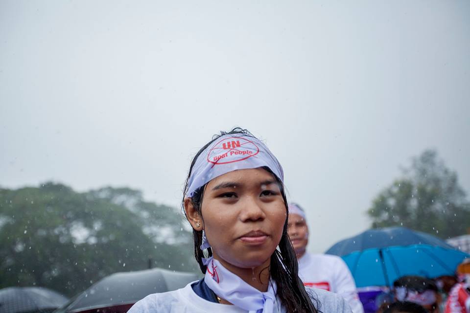 Young woman at anti-Rohingya rally in Yangon on May 27, 2015. PHOTO/COCONUTS MEDIA