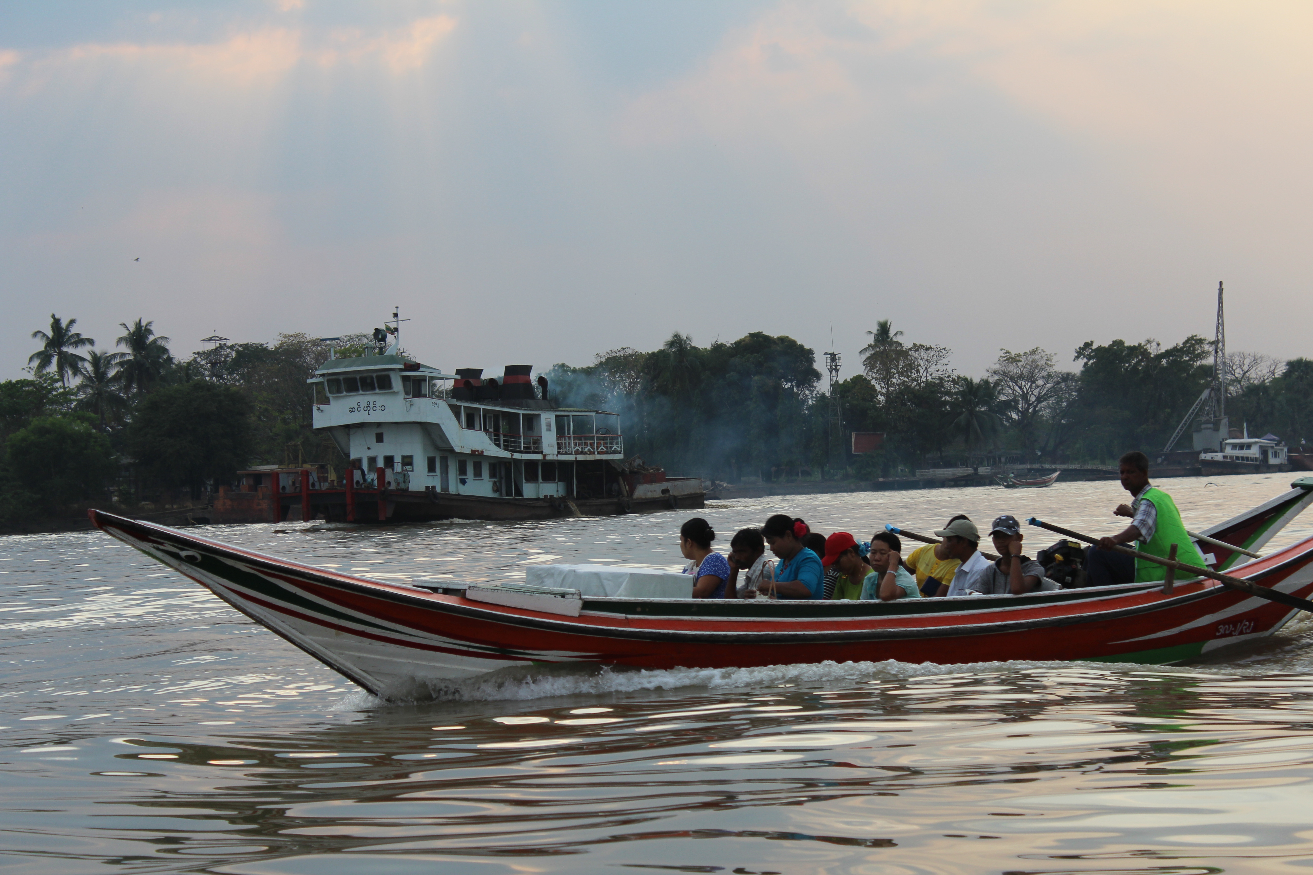 Boats on the Yangon River. Photo: Coconuts Yangon / Jacob Goldberg