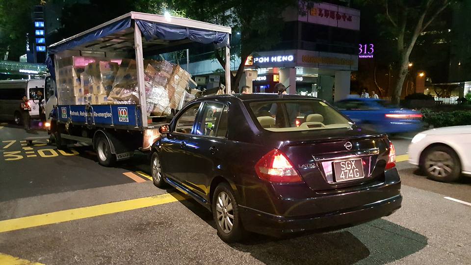 lorry bang car orchard