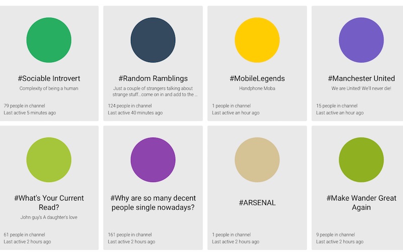 Screenshot of Wander’s chat channels